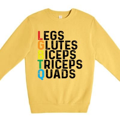 Lgbtq Legs Glutes Biceps Triceps Quads Gay Gym Exercise Premium Crewneck Sweatshirt