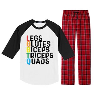 Lgbtq Legs Glutes Biceps Triceps Quads Gay Gym Exercise Raglan Sleeve Pajama Set