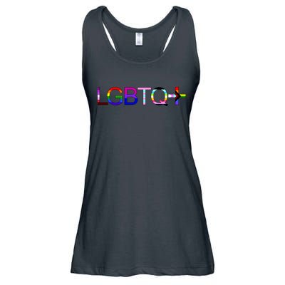 LGBTQ + Lesbian Gay Bi Transgender Queer Rainbow Logo Ladies Essential Flowy Tank