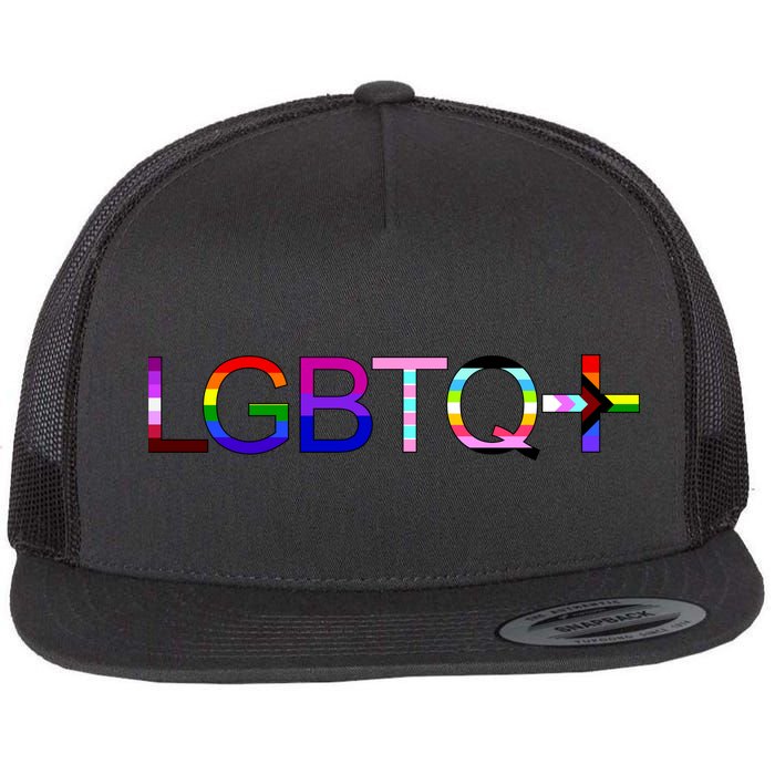 LGBTQ + Lesbian Gay Bi Transgender Queer Rainbow Logo Flatbill Hat
