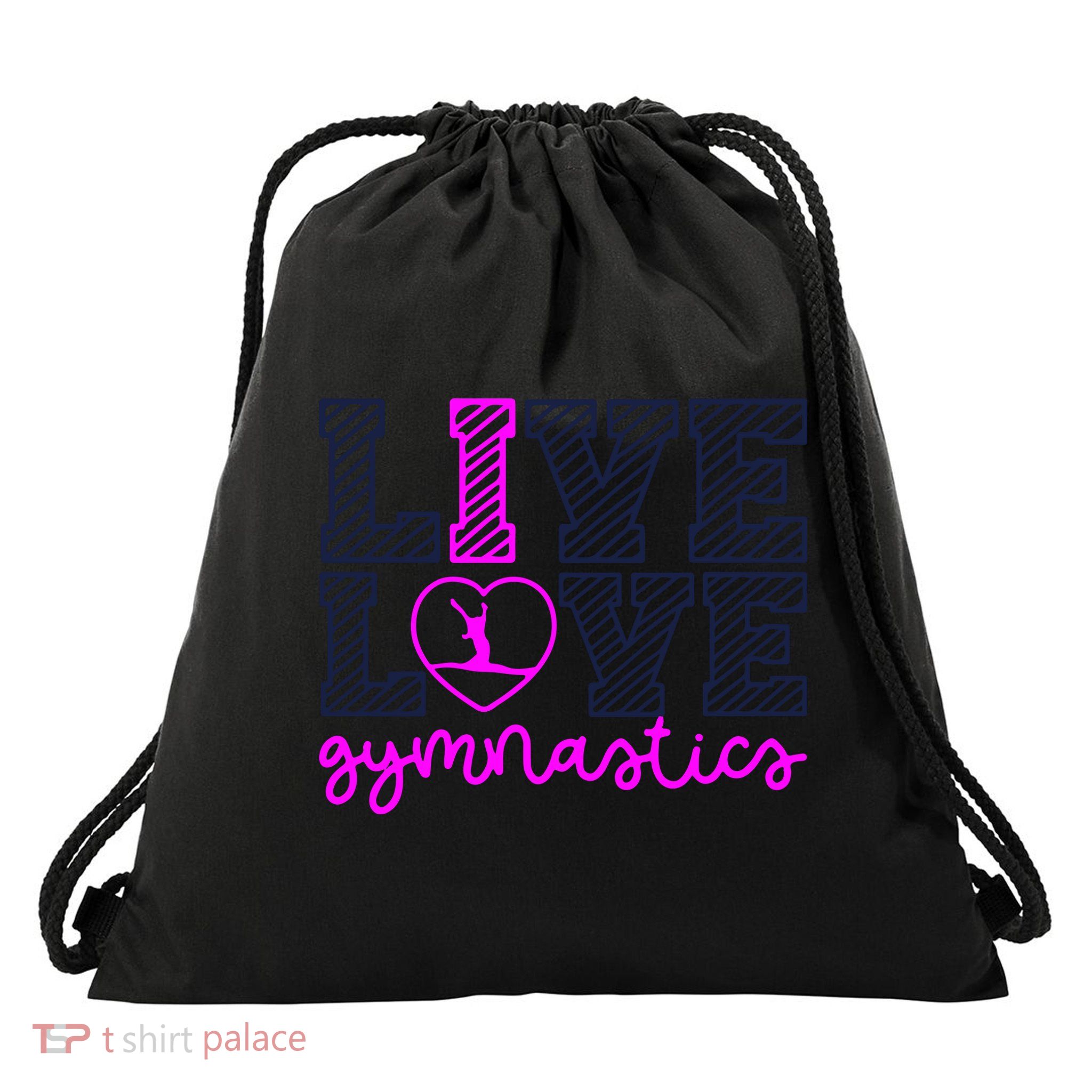 Live Love Gymnastics Drawstring Bag