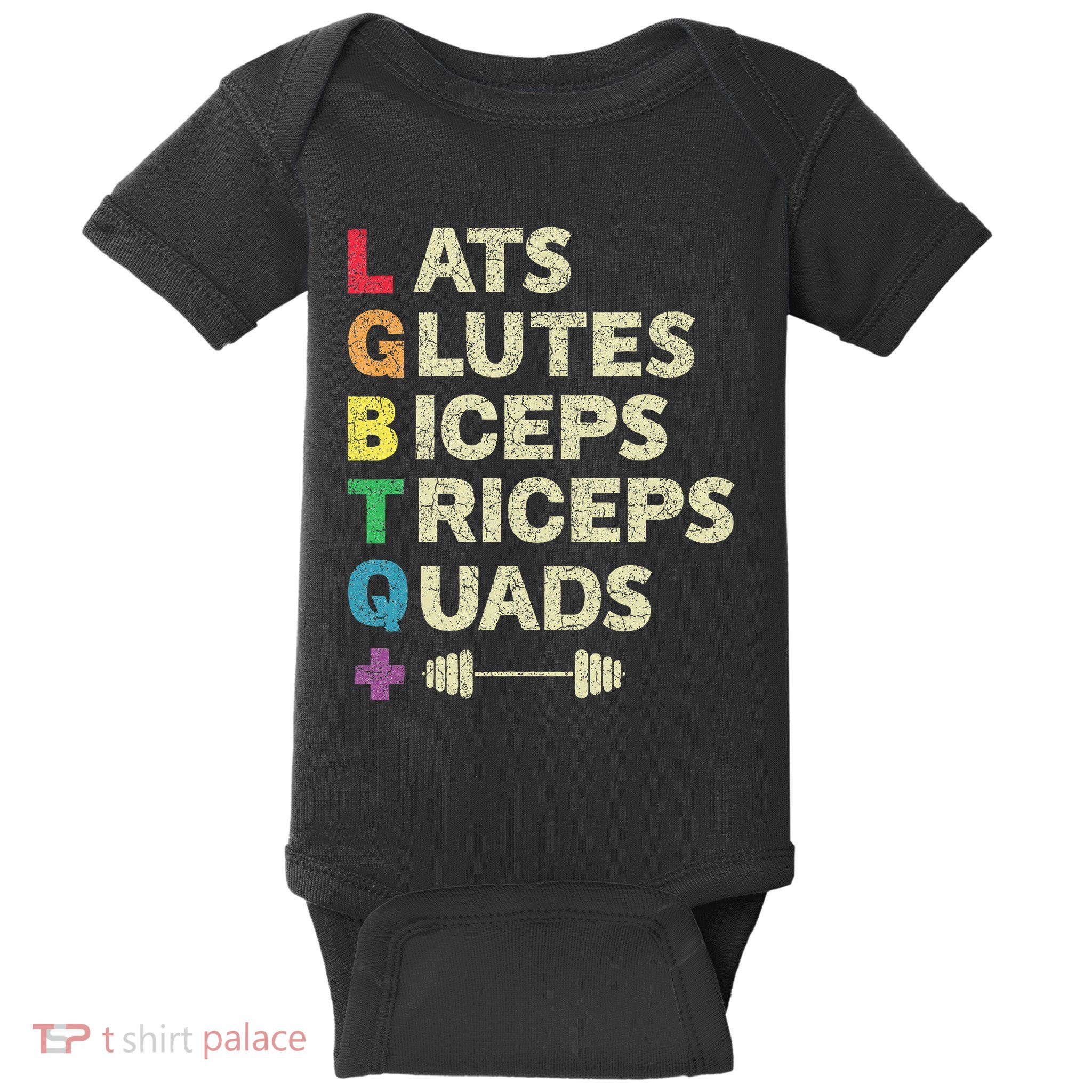 Lgbtq Lats Glutes Biceps Triceps Quads Weightlifting Baby Bodysuit