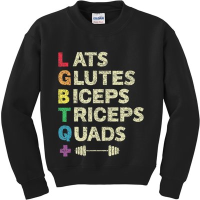 Lgbtq Lats Glutes Biceps Triceps Quads Weightlifting Kids Sweatshirt