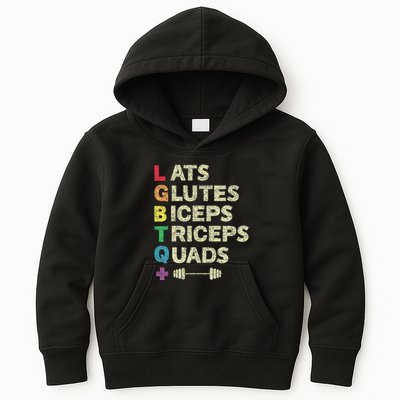 Lgbtq Lats Glutes Biceps Triceps Quads Weightlifting Kids Hoodie