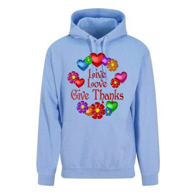 Live Love Give Thanks Gift Unisex Surf Hoodie