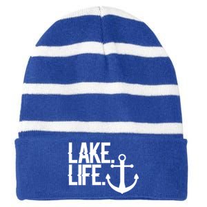 Lake Life Gift Nautical Themed Anchor Hooded Meaningful Gift Funny Gift Striped Beanie with Solid Band