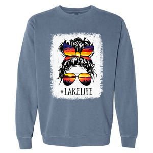 Lake Life Gift Messy Bun Mom Grandma Gift Garment-Dyed Sweatshirt