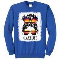 Lake Life Gift Messy Bun Mom Grandma Gift Sweatshirt