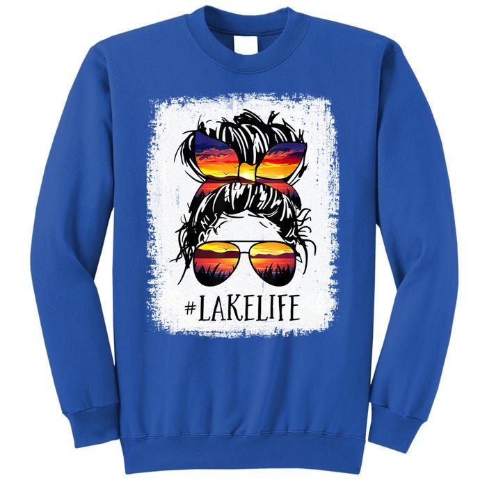 Lake Life Gift Messy Bun Mom Grandma Gift Sweatshirt