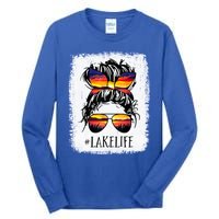 Lake Life Gift Messy Bun Mom Grandma Gift Tall Long Sleeve T-Shirt