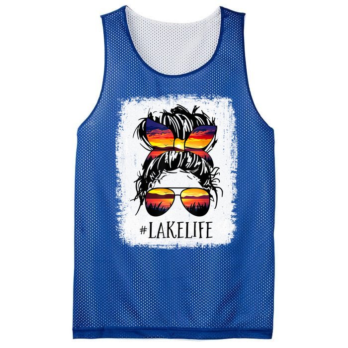 Lake Life Gift Messy Bun Mom Grandma Gift Mesh Reversible Basketball Jersey Tank