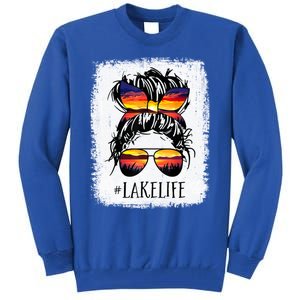 Lake Life Gift Messy Bun Mom Grandma Gift Tall Sweatshirt