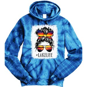 Lake Life Gift Messy Bun Mom Grandma Gift Tie Dye Hoodie