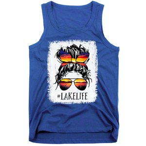 Lake Life Gift Messy Bun Mom Grandma Gift Tank Top