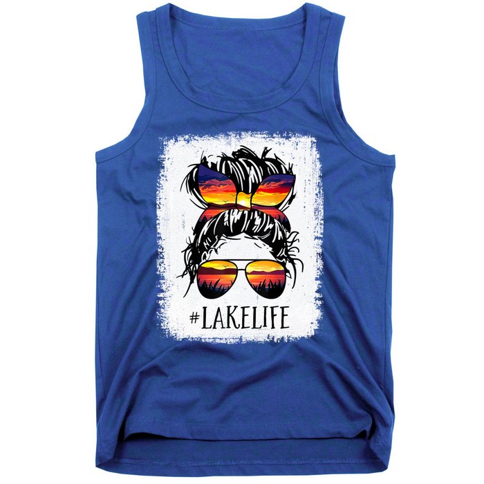 Lake Life Gift Messy Bun Mom Grandma Gift Tank Top