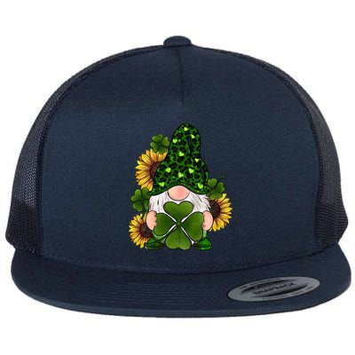 Leopard Love Gnomes Shamrock Irish Lucky St Patrick's Day Gift Flat Bill Trucker Hat