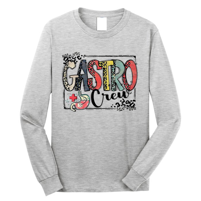 Leopard Lettering Gastro Crew Vintage Gastroenterology Nurse Long Sleeve Shirt