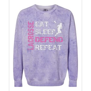 Lacrosse Lax Gear Gifts Eat Sleep Defend Colorblast Crewneck Sweatshirt