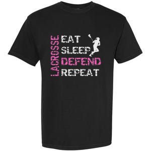 Lacrosse Lax Gear Gifts Eat Sleep Defend Garment-Dyed Heavyweight T-Shirt