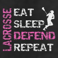 Lacrosse Lax Gear Gifts Eat Sleep Defend 7 Panel Mesh Trucker Snapback Hat
