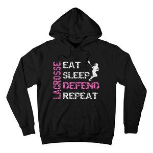 Lacrosse Lax Gear Gifts Eat Sleep Defend Hoodie