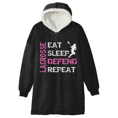 Lacrosse Lax Gear Gifts Eat Sleep Defend Hooded Wearable Blanket