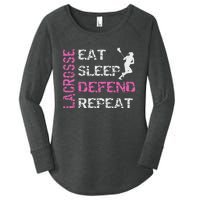 Lacrosse Lax Gear Gifts Eat Sleep Defend Women's Perfect Tri Tunic Long Sleeve Shirt