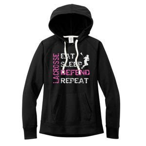 Lacrosse Lax Gear Gifts Eat Sleep Defend Women's Fleece Hoodie