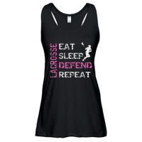 Lacrosse Lax Gear Gifts Eat Sleep Defend Ladies Essential Flowy Tank