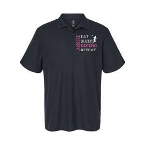 Lacrosse Lax Gear Gifts Eat Sleep Defend Softstyle Adult Sport Polo