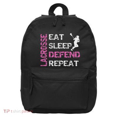 Lacrosse Lax Gear Gifts Eat Sleep Defend 16 in Basic Backpack