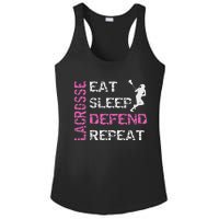 Lacrosse Lax Gear Gifts Eat Sleep Defend Ladies PosiCharge Competitor Racerback Tank