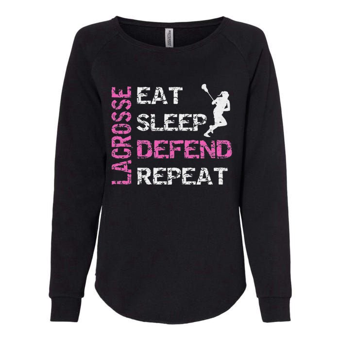 Lacrosse Lax Gear Gifts Eat Sleep Defend Womens California Wash Sweatshirt