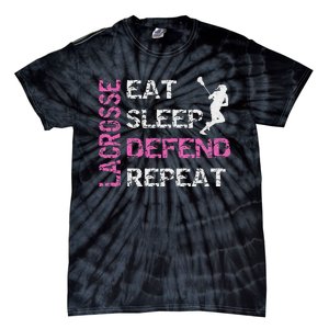 Lacrosse Lax Gear Gifts Eat Sleep Defend Tie-Dye T-Shirt