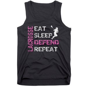 Lacrosse Lax Gear Gifts Eat Sleep Defend Tank Top