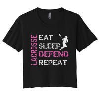 Lacrosse Lax Gear Gifts Eat Sleep Defend Women's Crop Top Tee