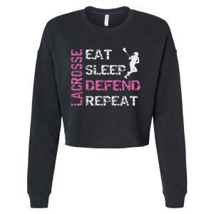 Lacrosse Lax Gear Gifts Eat Sleep Defend Cropped Pullover Crew