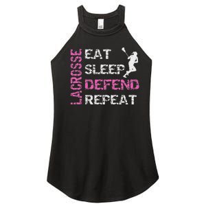 Lacrosse Lax Gear Gifts Eat Sleep Defend Women's Perfect Tri Rocker Tank