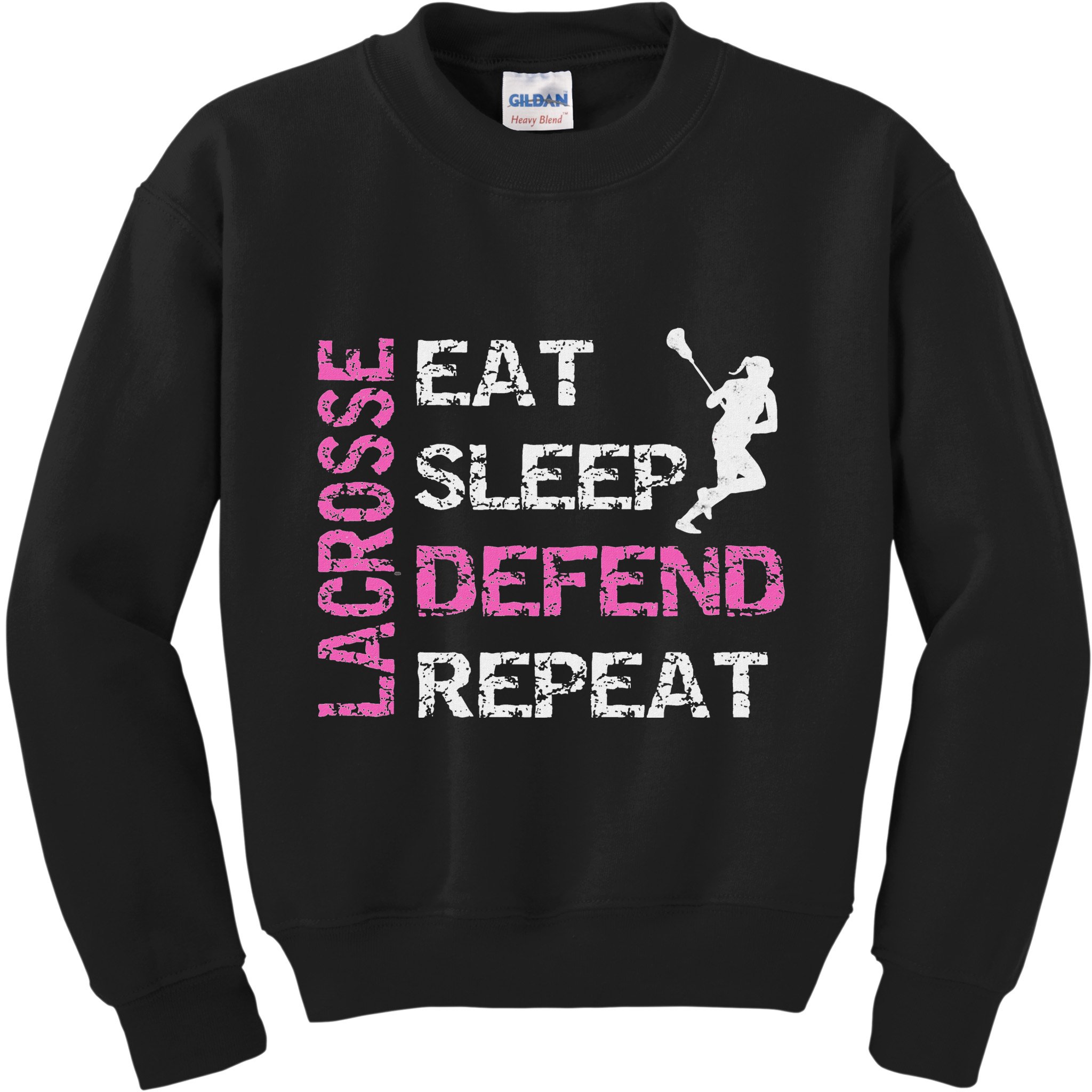 Lacrosse Lax Gear Gifts Eat Sleep Defend Kids Sweatshirt