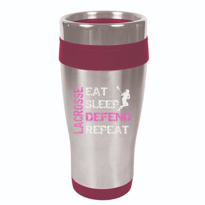 Lacrosse Lax Gear Gifts Eat Sleep Defend 16oz Travel Tumbler