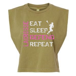 Lacrosse Lax Gear Gifts Eat Sleep Defend Garment-Dyed Women's Muscle Tee