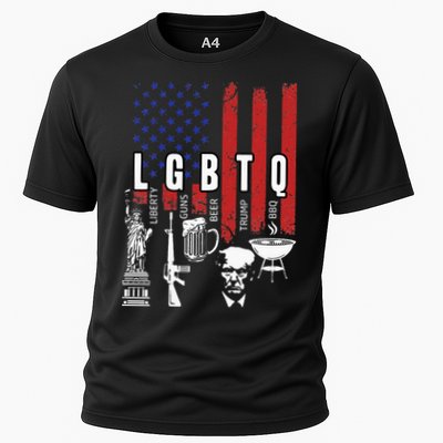 LGBTQ Liberty Guns Bible Trump BBQ USA Flag Vintage Performance Shirt