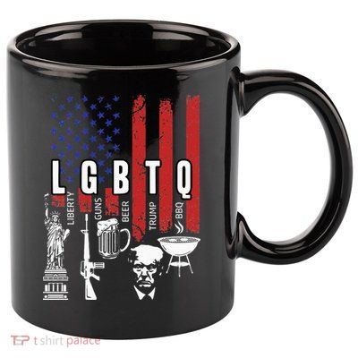 LGBTQ Liberty Guns Bible Trump BBQ USA Flag Vintage 11oz C Handle Ceramic Mug