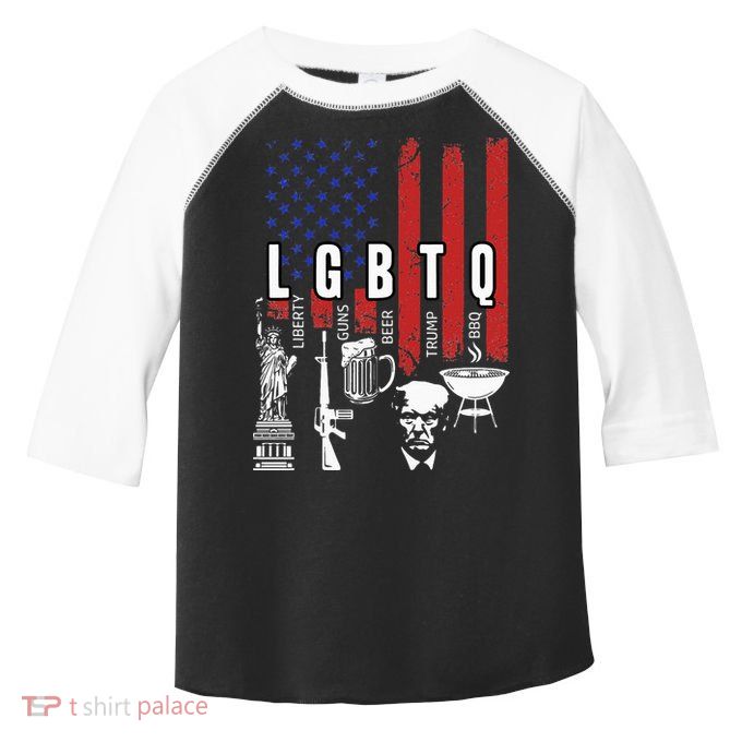 LGBTQ Liberty Guns Bible Trump BBQ USA Flag Vintage Toddler Fine Jersey T-Shirt