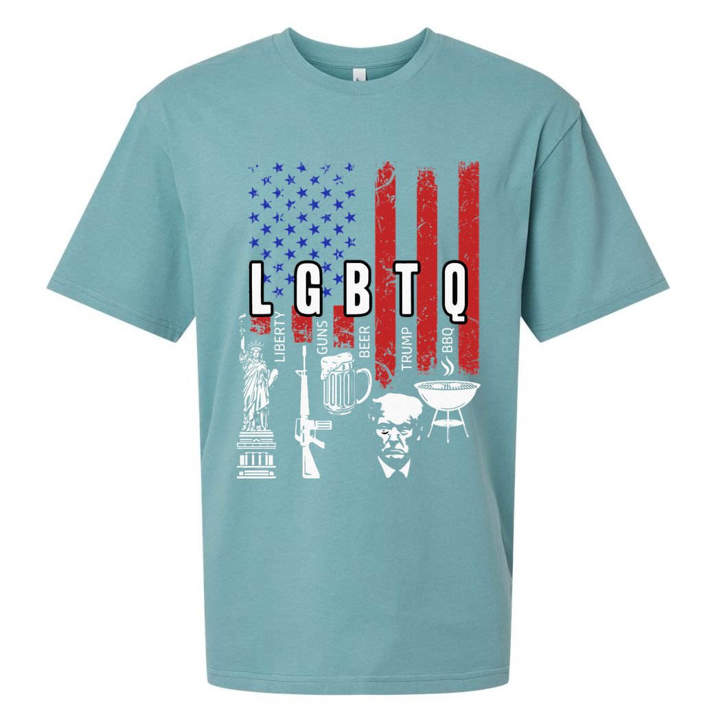 LGBTQ Liberty Guns Bible Trump BBQ USA Flag Vintage Sueded Cloud Jersey T-Shirt