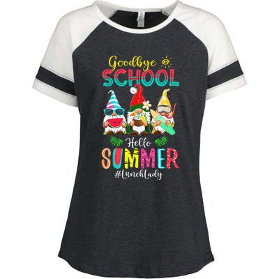 Lunch Lady Goodbye School Hello Summer Vacation Gnome Enza Ladies Jersey Colorblock Tee