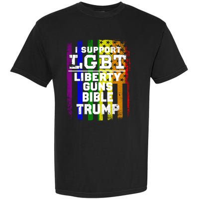 LGBT LIBERTY, GUNS, BIBLE, TRUMP Funny I Support LGBT Parody Election Gift Garment-Dyed Heavyweight T-Shirt