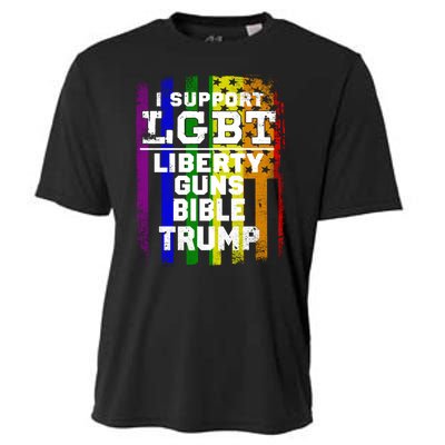 LGBT LIBERTY, GUNS, BIBLE, TRUMP Funny I Support LGBT Parody Election Gift Cooling Performance Crew T-Shirt