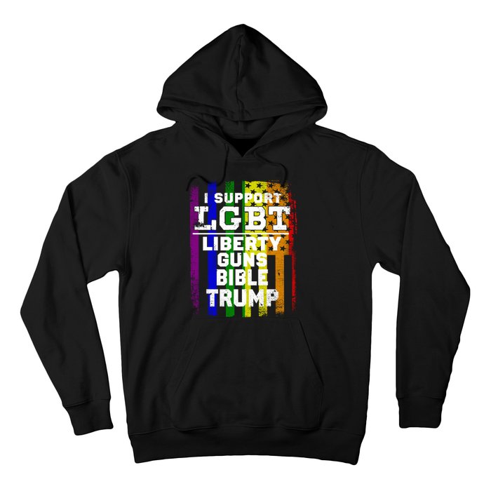 LGBT LIBERTY, GUNS, BIBLE, TRUMP Funny I Support LGBT Parody Election Gift Hoodie