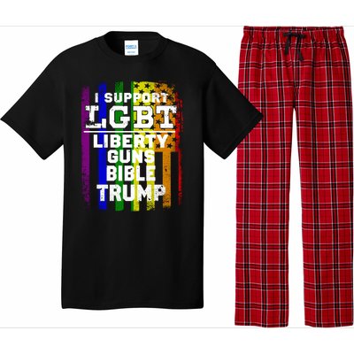 LGBT LIBERTY, GUNS, BIBLE, TRUMP Funny I Support LGBT Parody Election Gift Pajama Set